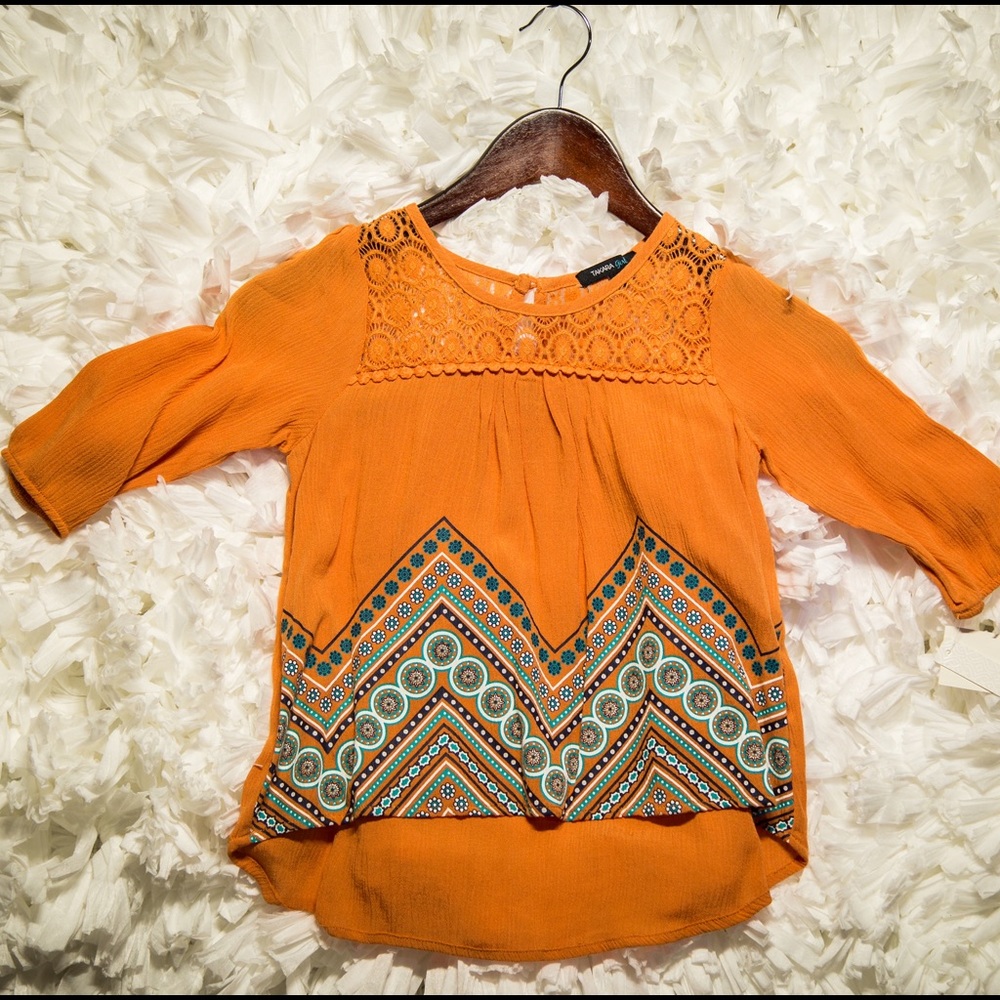 Takara Screened Border High Low Top- Orange