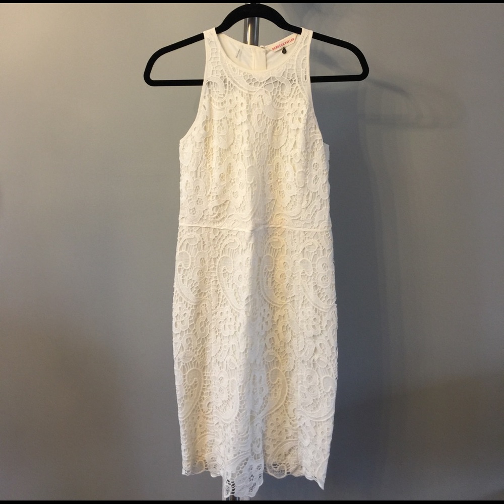 Rebecca Taylor ivory lace & silk dress