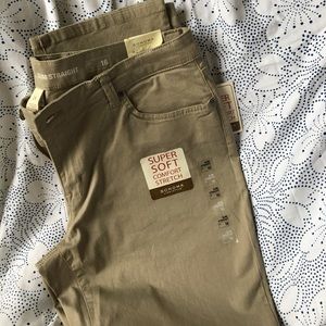 Slim straight khaki pants