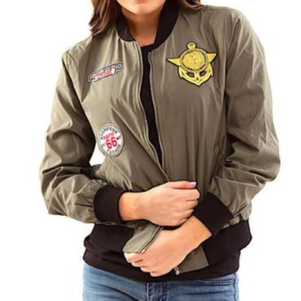 Patched Bomber Jacket