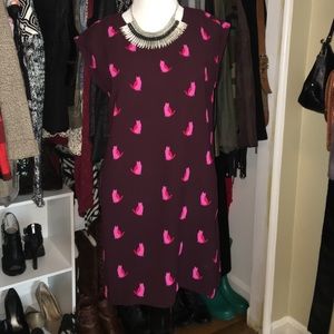 Loft Cat Print Shift Dress with pockets
