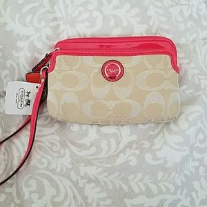 Coach Poppy Signature Sateen Metallic Double Zip