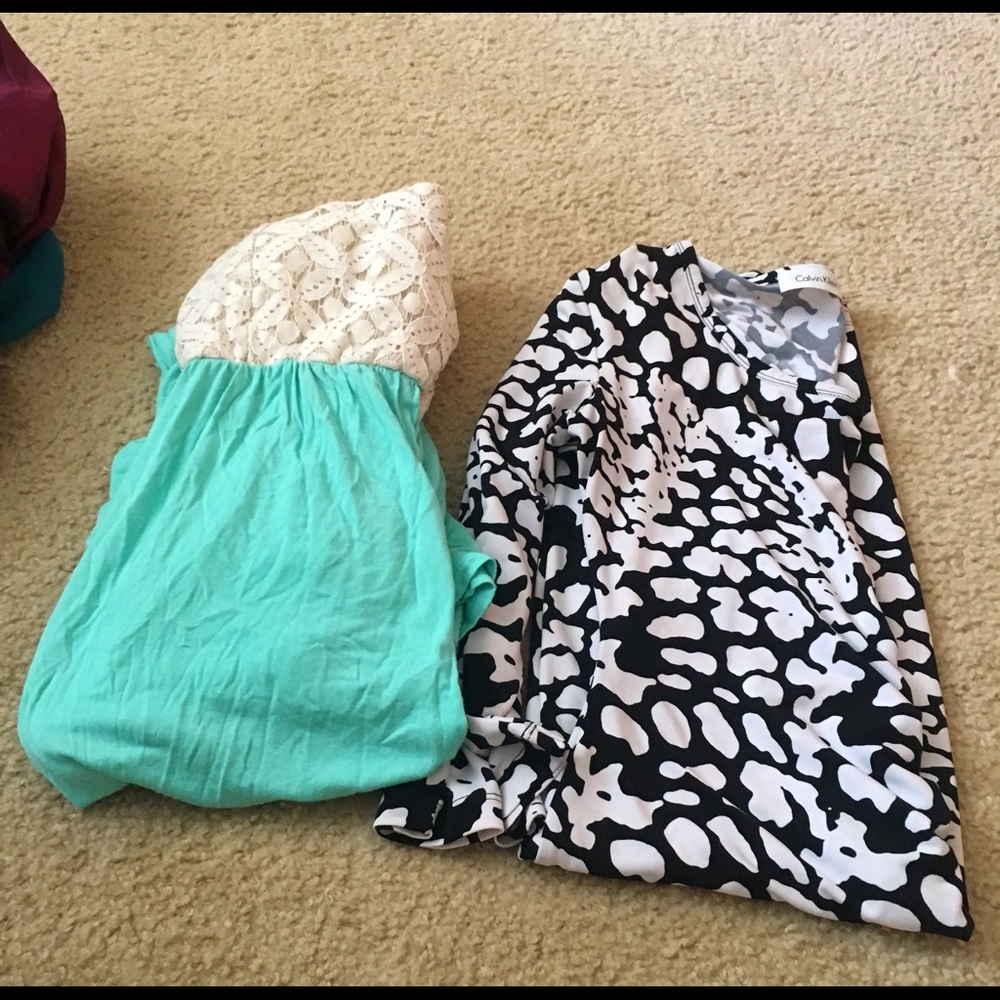 Calvin Klein dress and teal lace maxi dress