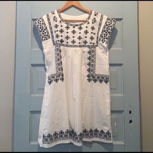 Navy/White embroidered Tunic/Beach Cover up