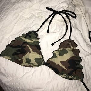 Camo ruffly top