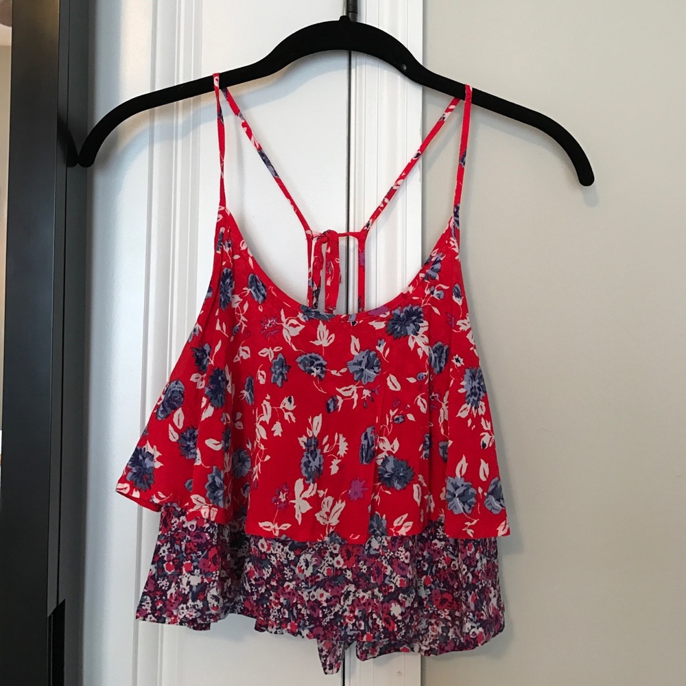 Floral flowy crop top urban outfitters