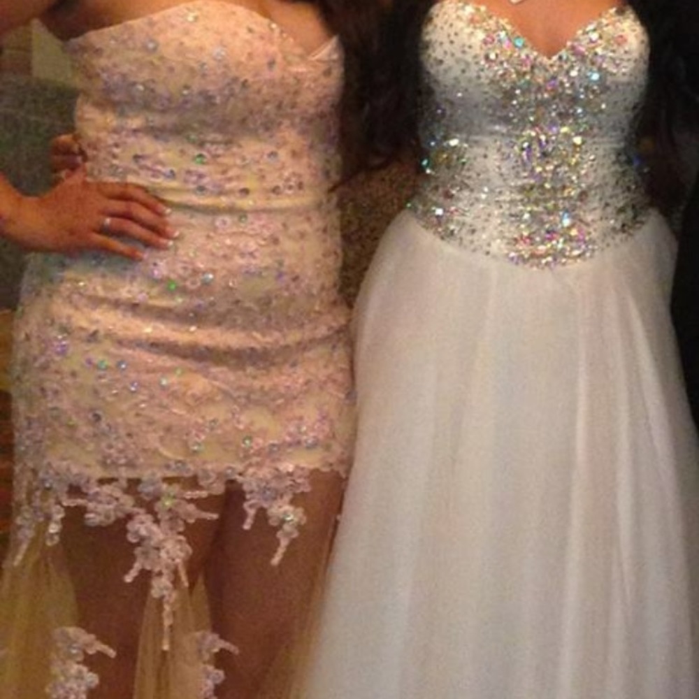 Pink/Nude sequined strapless dress