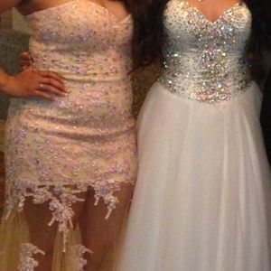 Pink/Nude sequined strapless dress