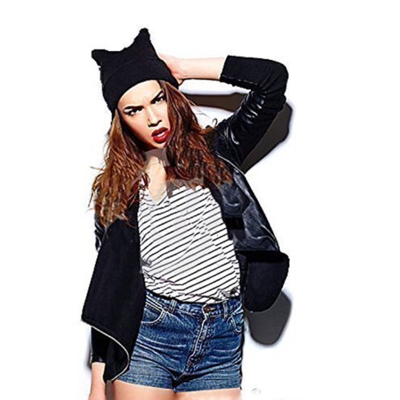 Pussy cat hat Pussycat hat black Handmade new - Picture 1 of 4