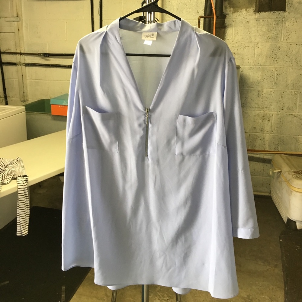 Light blue chiffon 3/4 sleeve blouse