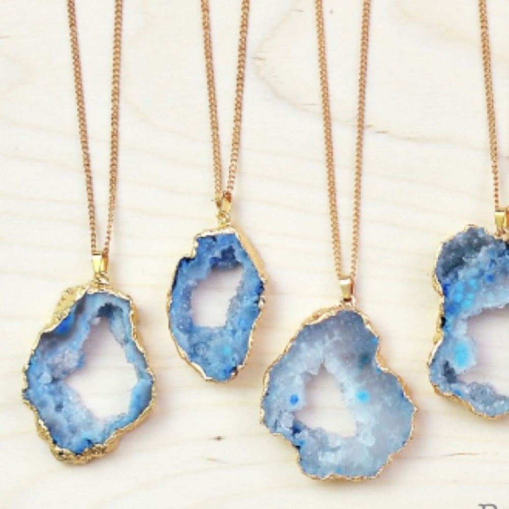 Pale Blue Druzy Geode Necklace - Picture 2 of 4