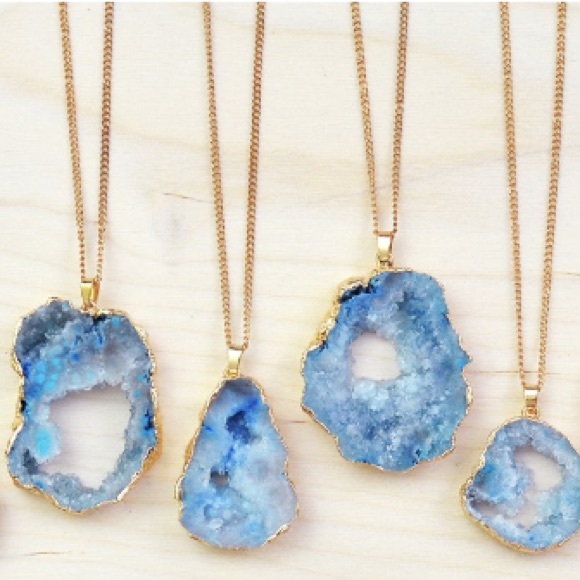 Pale Blue Druzy Geode Necklace - Picture 3 of 4