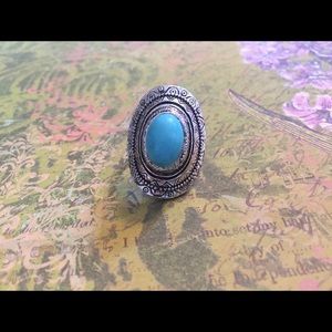Boho Silver and Turquoise Ring