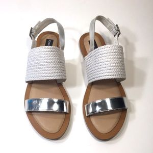 Adam Tucker Eden Silver & White Flat Sandal