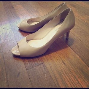 Cole Haan nude peeptoe pumps