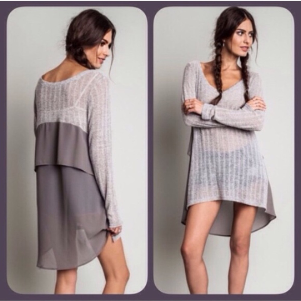 ❣SMALL❣ Layered Back Loose Sheer Knit Tunic Top