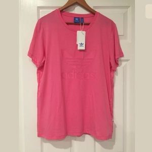ADIDAS BOYFRIEND TREFOIL TEE. NEW WITH TAGS. PINK