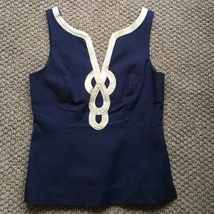 Lilly Pulitzer gold embellished peplum top