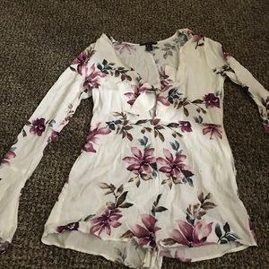 forever 21 white floral romper