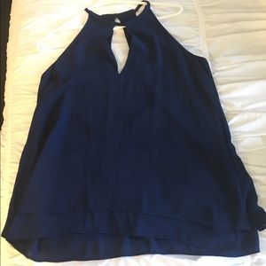 BR Navy layered sleeveless keyhole blouse top S