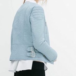 Zara Jackets & Coats - Zara baby blue leather jacket Zara Jackets & Coats - Zara baby blue leather jacket