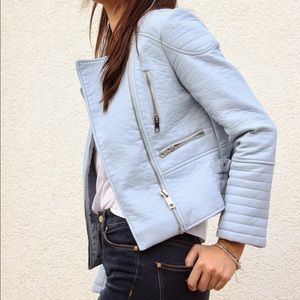 Zara Jackets & Coats - Zara baby blue leather jacket Zara Jackets & Coats - Zara baby blue leather jacket
