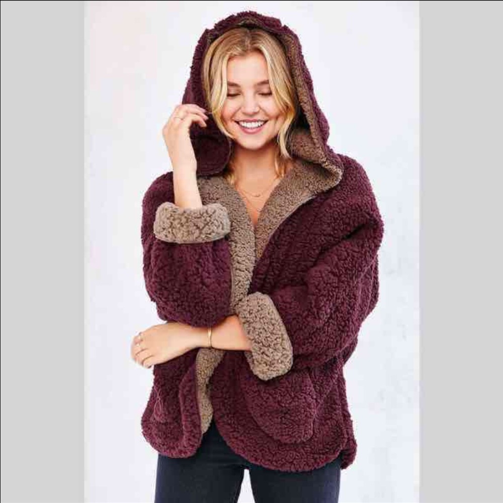 Sherpa fuzzy hooded jacket