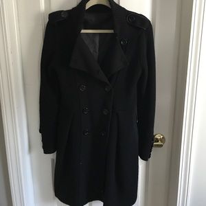 Black wool cashmere coat