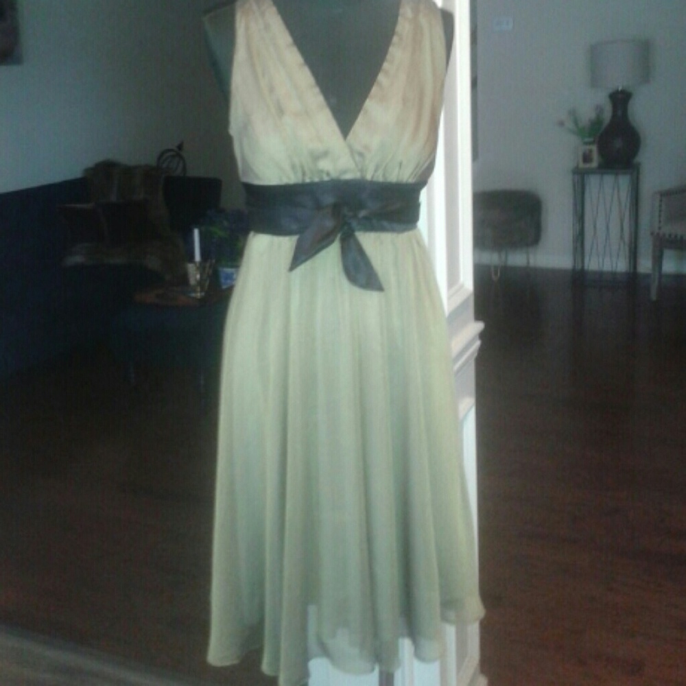 Olive silk dress
