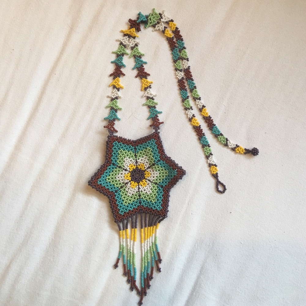 Guatemalan beaded secret pouch necklace