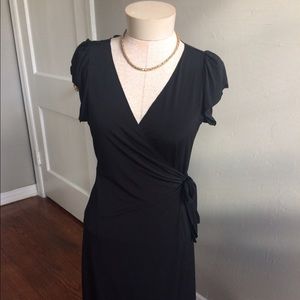 Max Studio Black Wrap Dress LBD little black dress