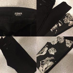 Hudson skinny leg floral printed jeans.
