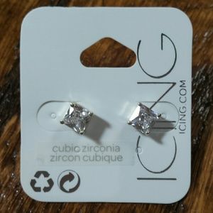 Icing cubic zirconia square style earrings