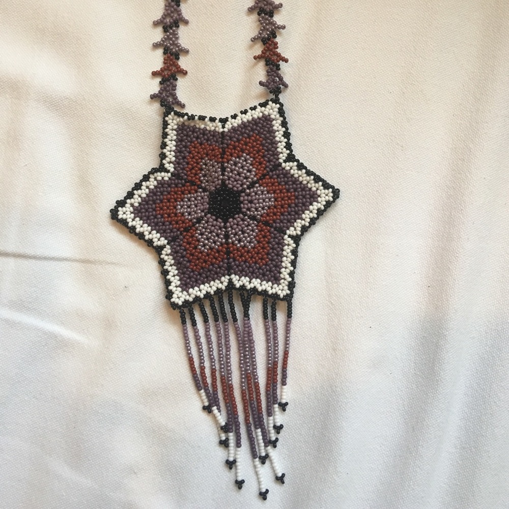 Guatemalan beaded pouch necklace