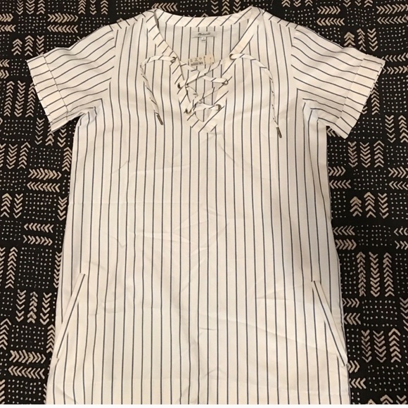 Madewell striped shift lace up dress - Picture 2 of 8