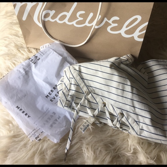 Madewell striped shift lace up dress - Picture 4 of 8