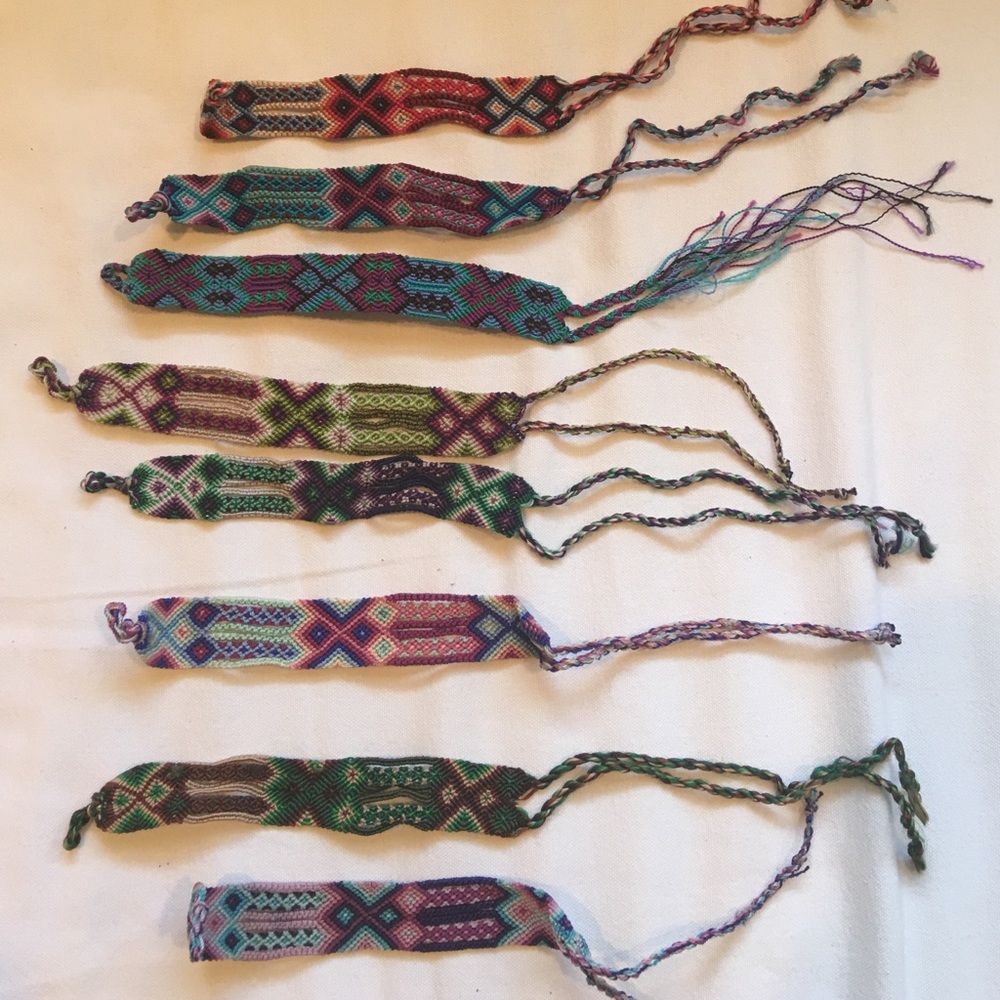 Guatemalan colorful hand stitched bracelets