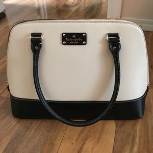 Kate spade ivory and black leather large