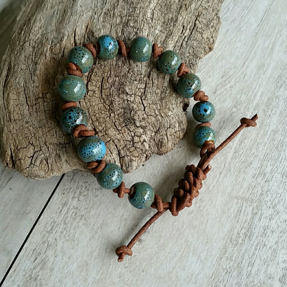 Leather Beaded Bracelet