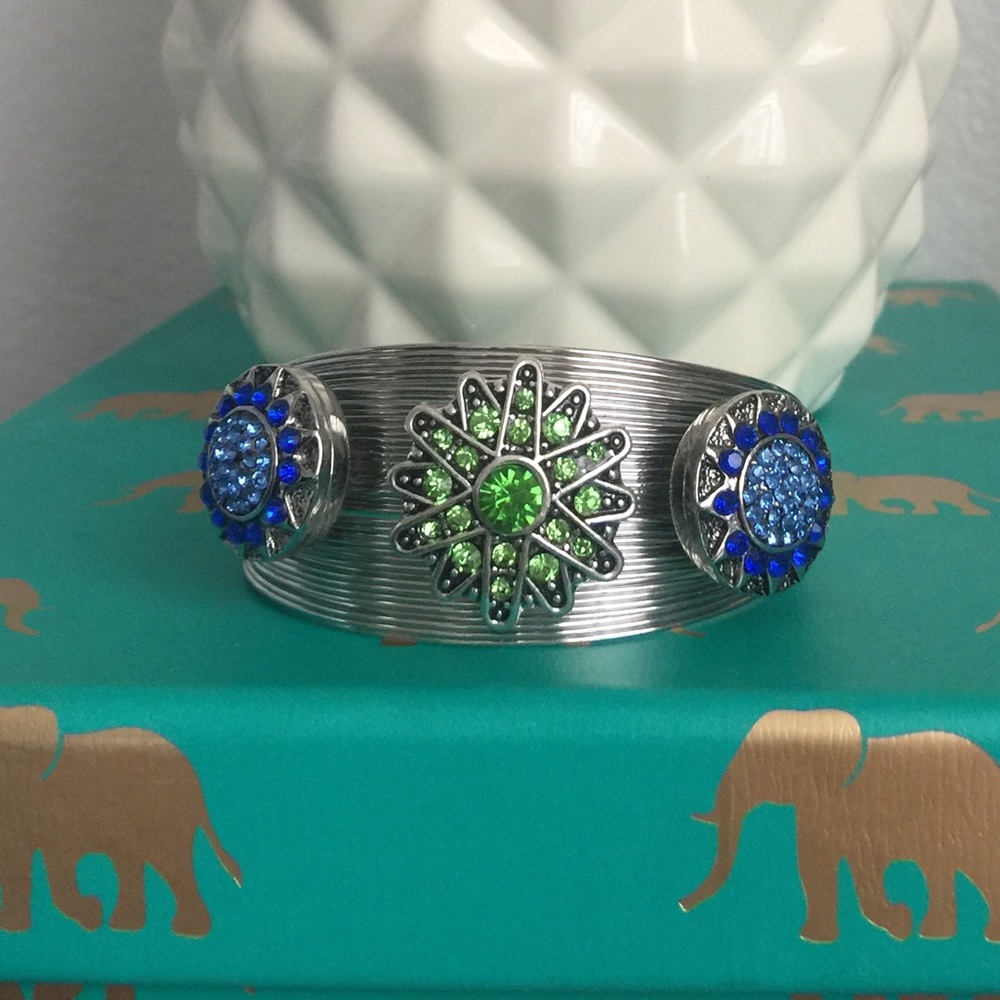 💙💚Blue, Green, Silver Snap Bracelet💚💙