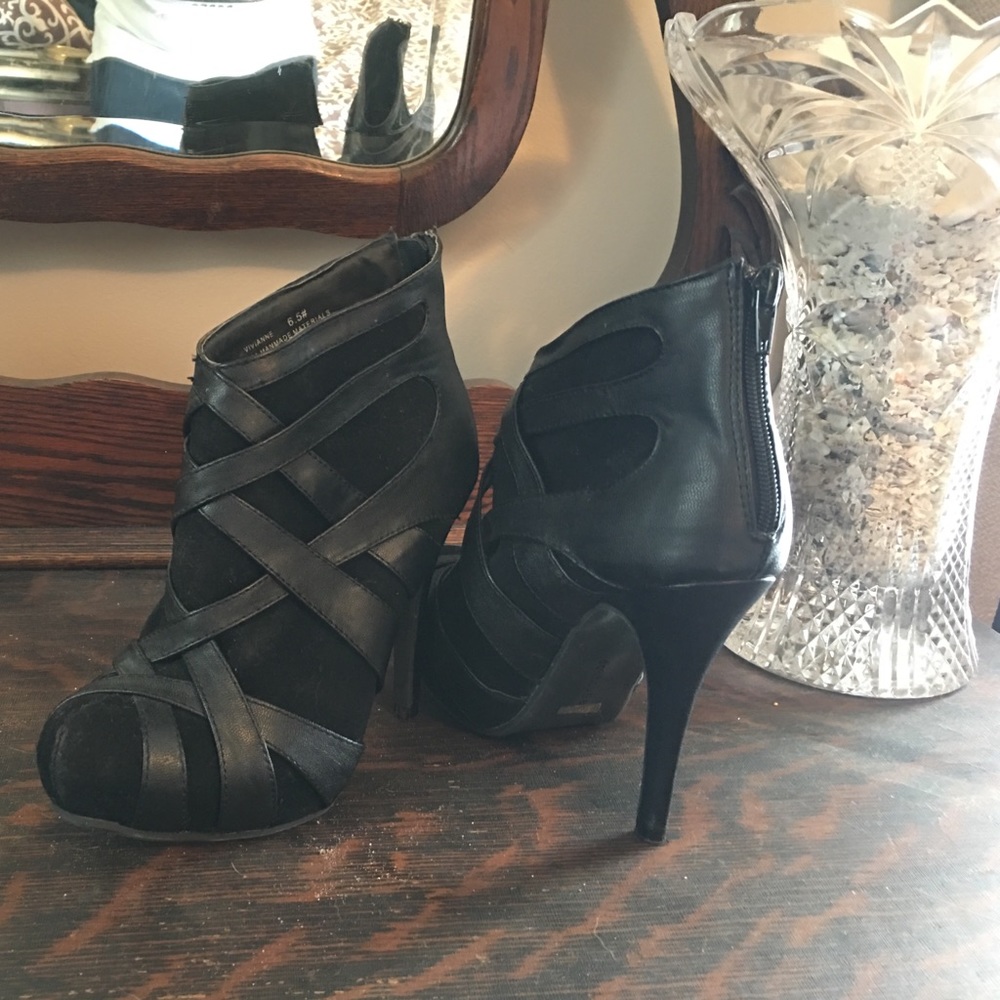 Black bootie heels