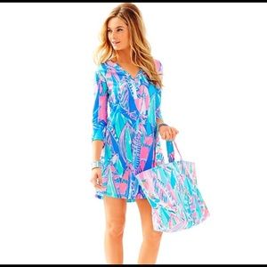 Lilly Pulitzer Ali v neck dress -out to sea -small