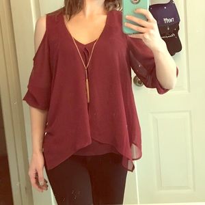 Gorgeous red blouse with gold add on