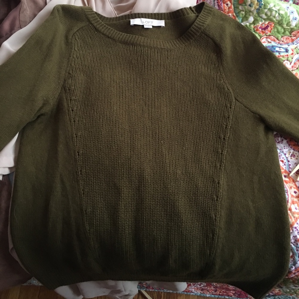 Army green sweater.