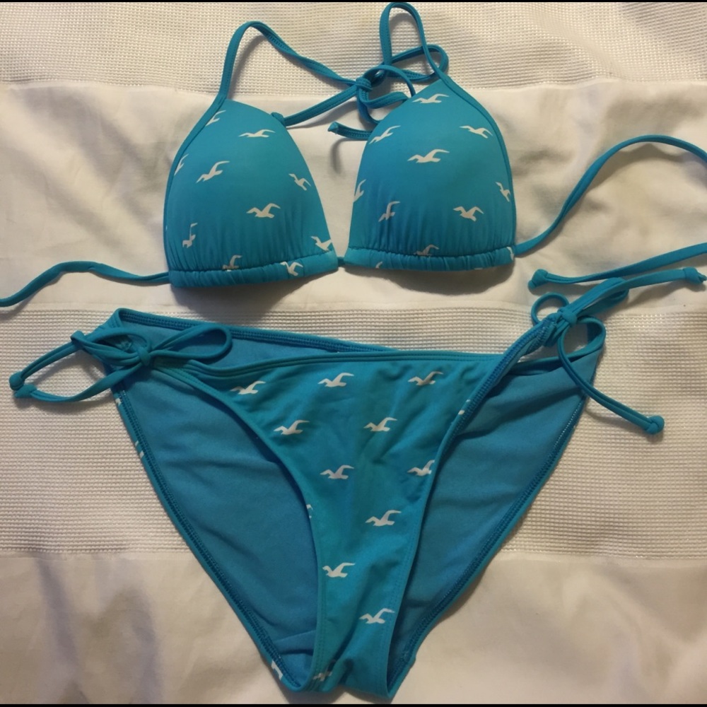 Blue with white birds Hollister bikini