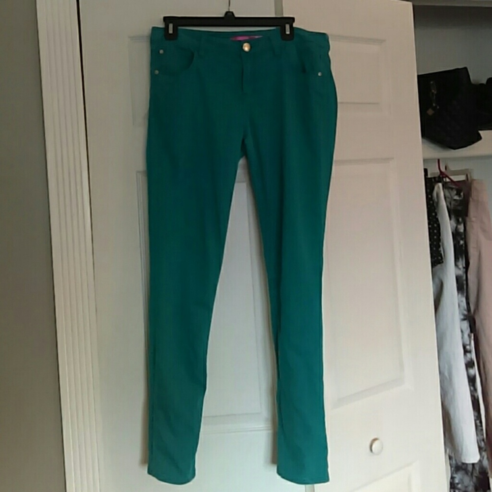 Teal skinny pants