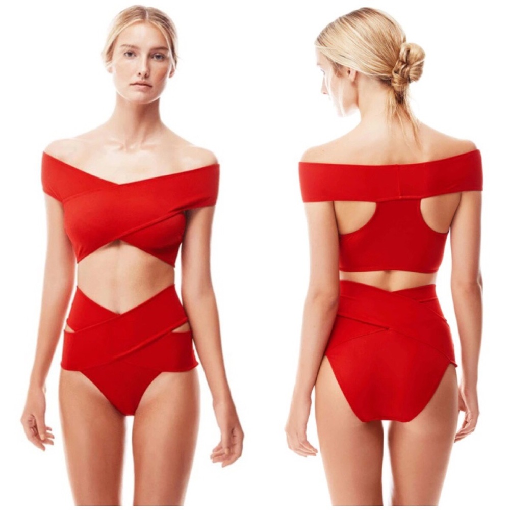 🌼 Bandage Off Shoulder High Waist Bikini - Picture 5 of 8
