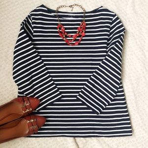 Land's End | Navy striped 3/4 sleeve top