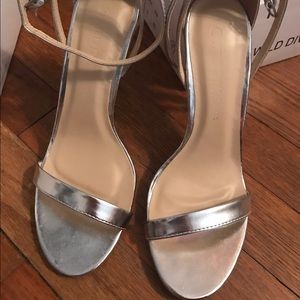 BRAND NEW silver ankle strap heels