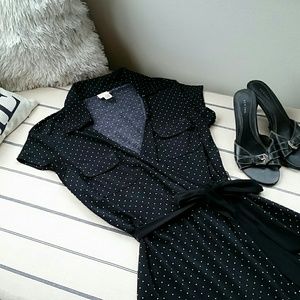 Black with polkadots , faux wrap dress